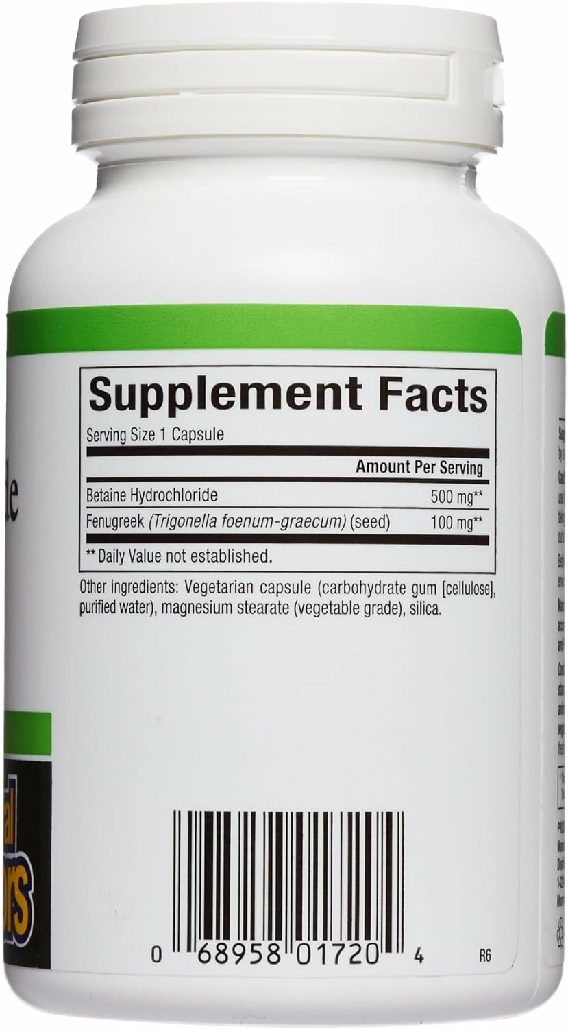 Natural Factors Betaine HCl 500 mg — Supports Digestion & Healthy Microbiome, 90 Capsules
