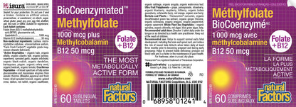 Natural Factors Biocoenzymated Methylfolate 1000 mcg – 60 Count