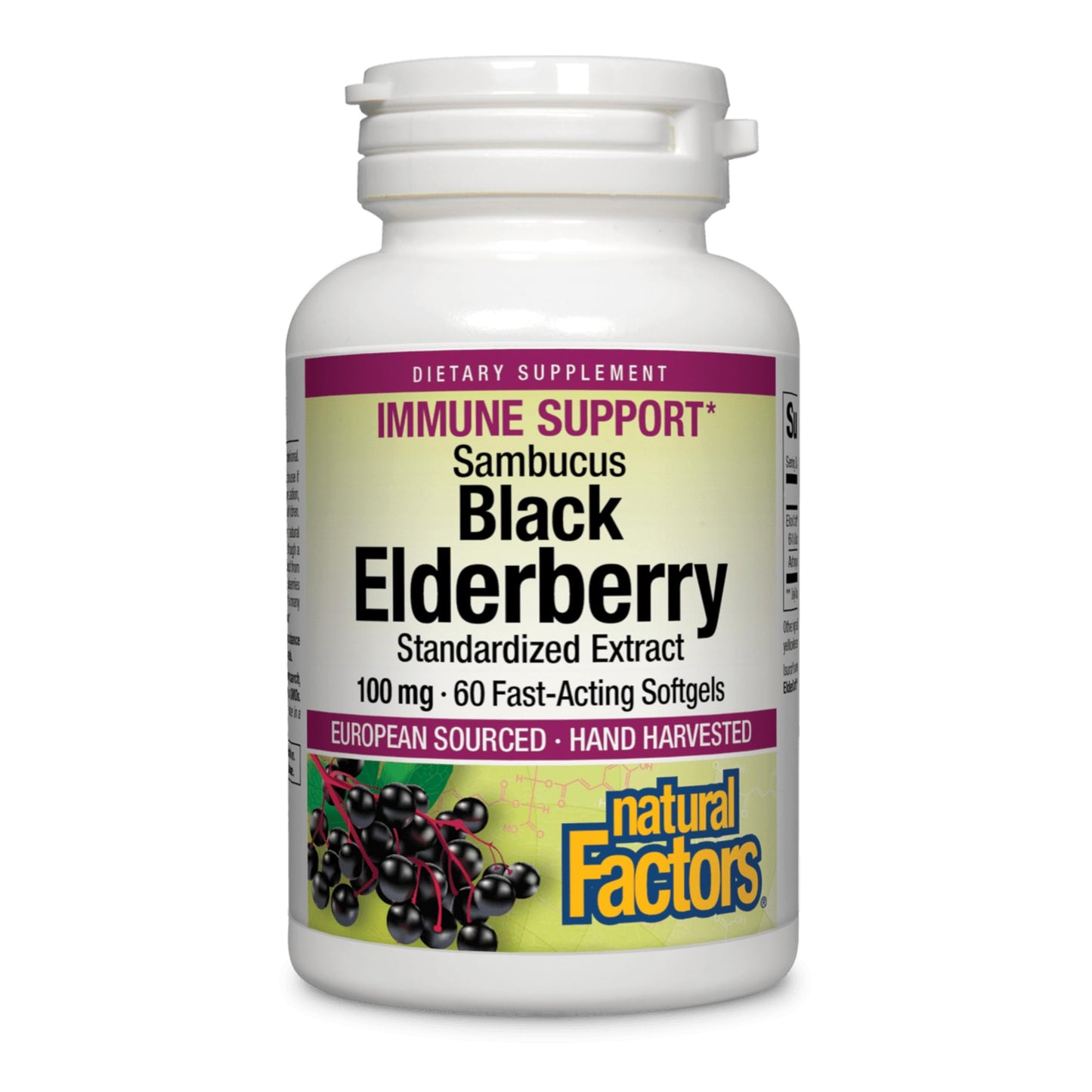 Natural Factors Black Elderberry 100 mg - 60 Fast-Acting Softgels