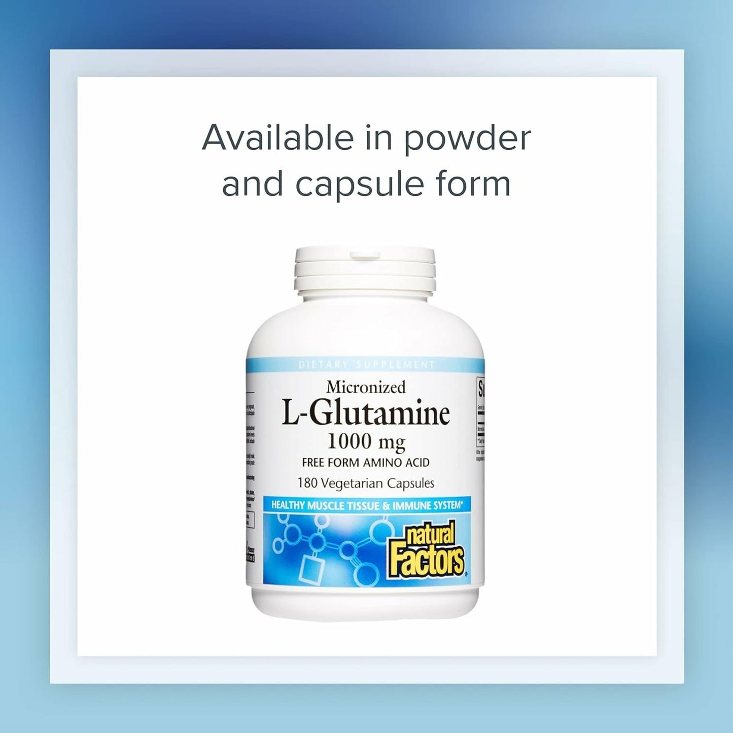 Natural Factors Micronized L-Glutamine 5,000 mg Powder – Gut Health & Immune Support | 16 oz (90 Servings)