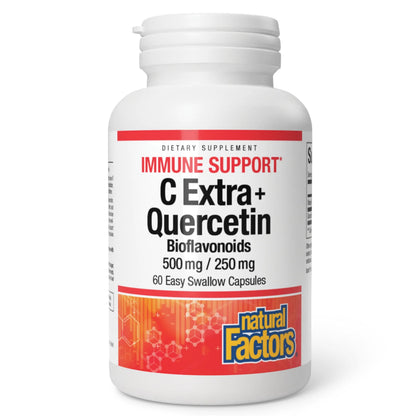 Natural Factors C Extra + Quercetin – 60 Easy Swallow Capsules | Vitamin C 500 mg & Quercetin 250 mg | Non-GMO, Vegan
