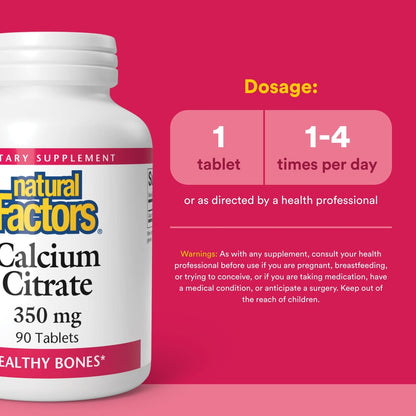 Natural Factors Calcium Citrate 90 Tablets for Strong Bones & Teeth