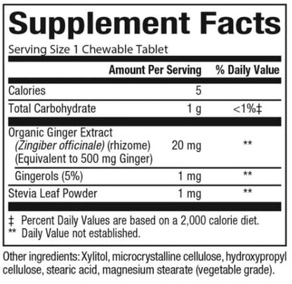 Natural Factors Chewable Ginger 500 mg, 90 Count | Digestive Support