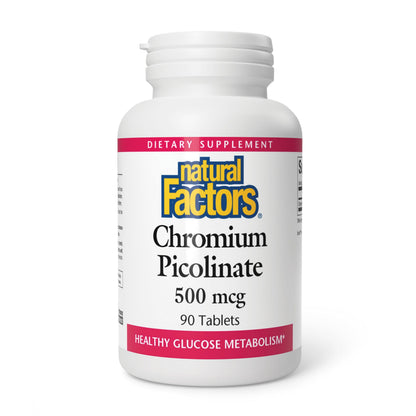 Natural Factors Chromium Picolinate 500 mcg - 90 Tabs (Pack of 4)