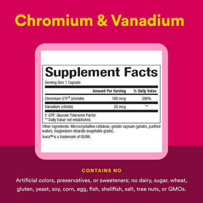Natural Factors Chromium & Vanadium 125 mcg – Supports Healthy Metabolism – 90 Caps