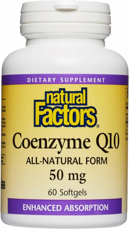 Natural Factors Coenzyme Q10 50 mg - 60 Softgels (60 Servings) | Antioxidant Support