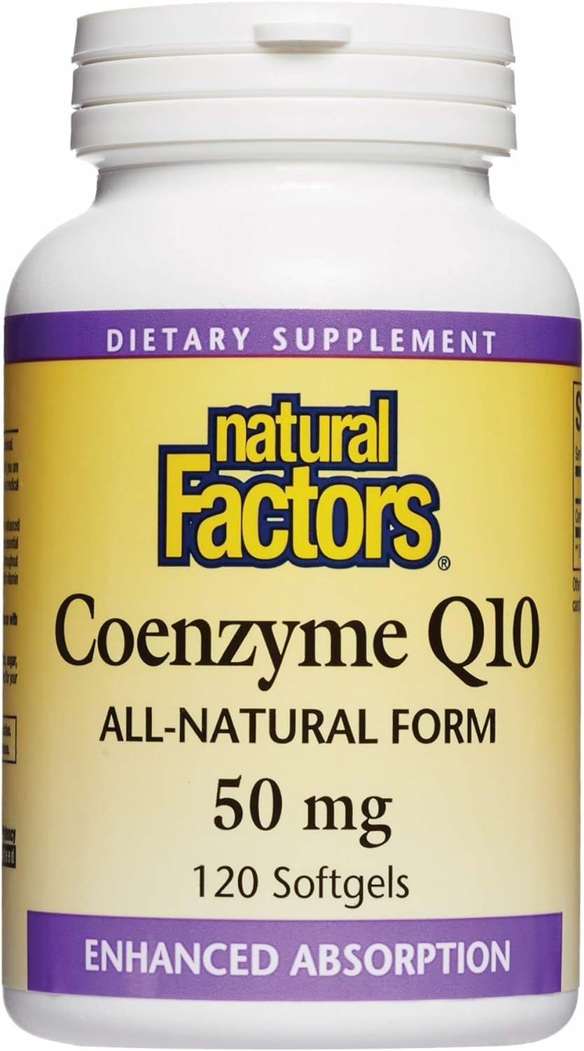 Natural Factors CoQ10 50mg | Coenzyme Q10 Supplement for Energy, Heart Health & Antioxidant Support | 120 Softgels