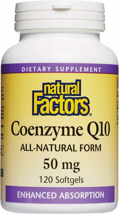 Natural Factors CoQ10 50mg | Coenzyme Q10 Supplement for Energy, Heart Health & Antioxidant Support | 120 Softgels