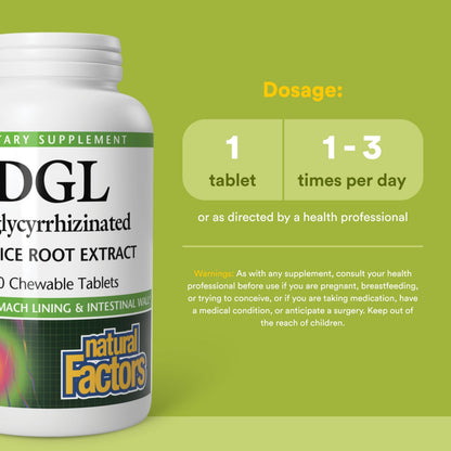 Natural Factors DGL Chewable – Digestive Support with Licorice Root, 180 Tablets