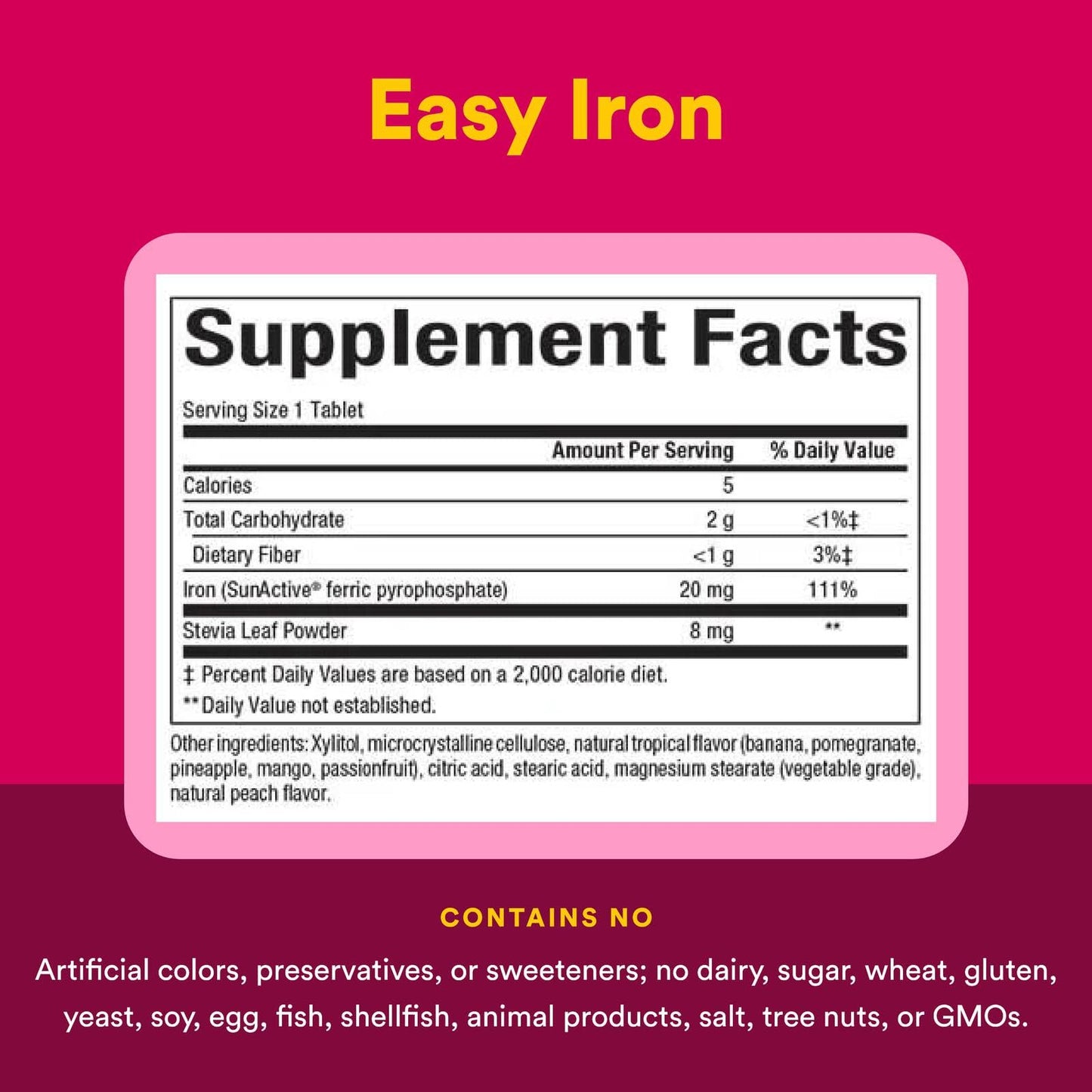 Natural Factors Easy Iron Chewables 20mg - 60 Tabs Multi-Pack | SunActive Iron