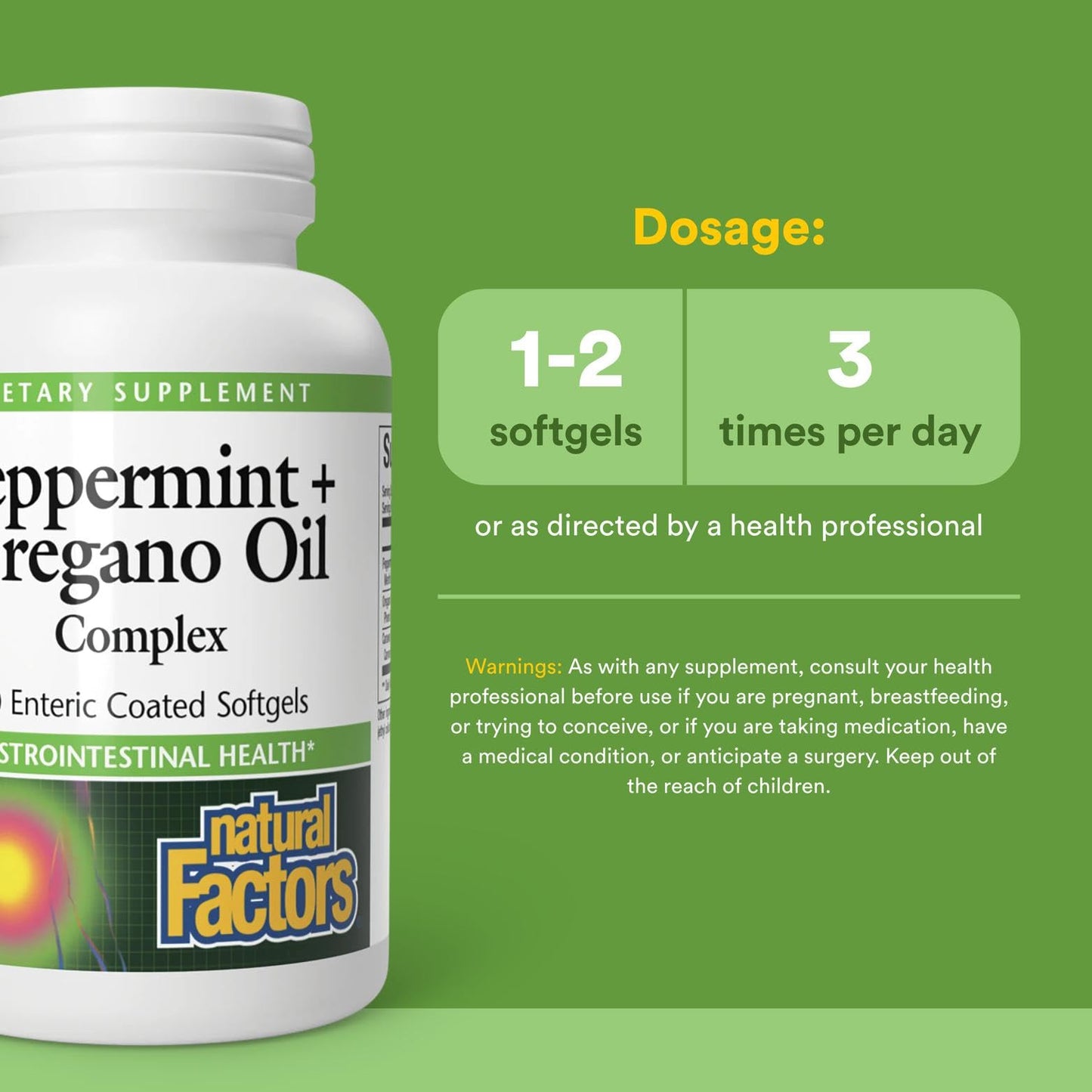 Natural Factors Peppermint & Oregano Oil Complex Digestive Aid – 60 Softgels
