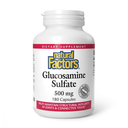 Natural Factors Glucosamine Sulfate - Supports Joint Mobility, Cartilage & Connective Tissue, 180 Capsules