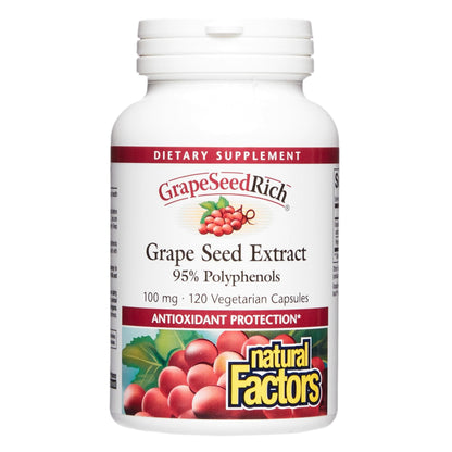 Natural Factors GrapeSeedRich Grape Seed Extract - Antioxidant Support for Healthy Inflammatory Response | 120 Capsules