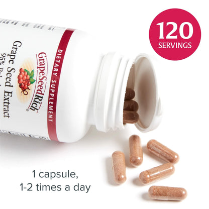 Natural Factors GrapeSeedRich Grape Seed Extract - Antioxidant Support for Healthy Inflammatory Response | 120 Capsules