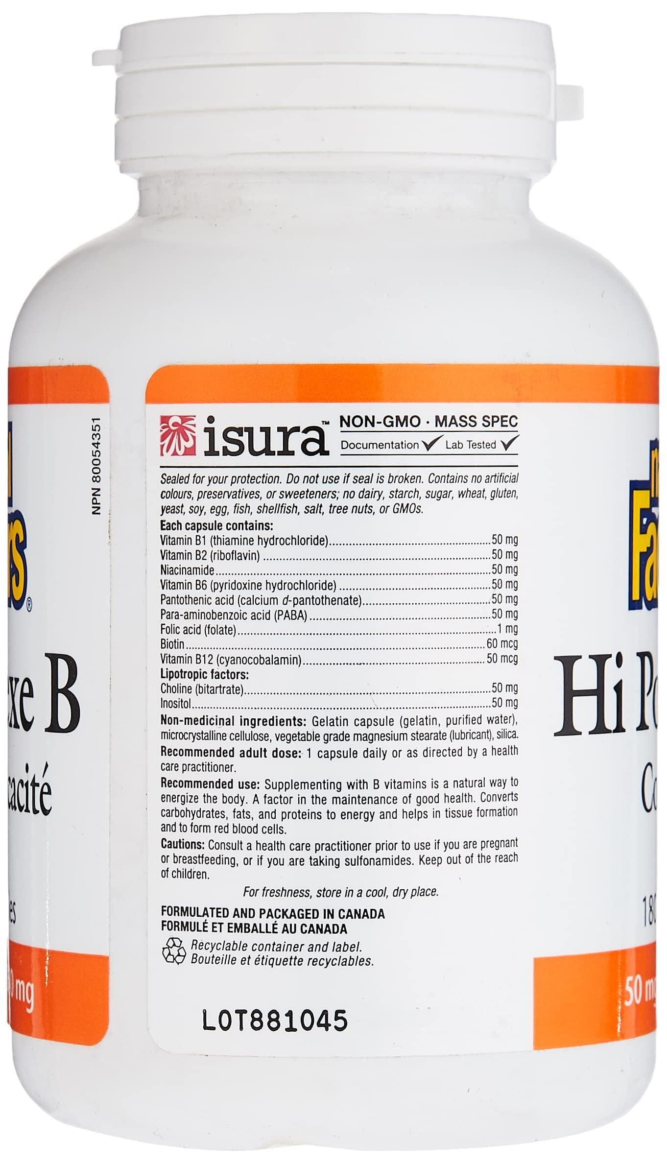 Natural Factors Hi Potency B Complex 180 CT – Energy & Nerves