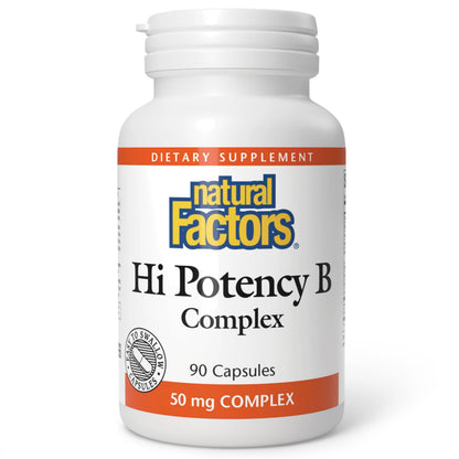 Natural Factors Hi Potency B Complex 50 mg - 90 Capsules | B Vitamins with Choline & Inositol