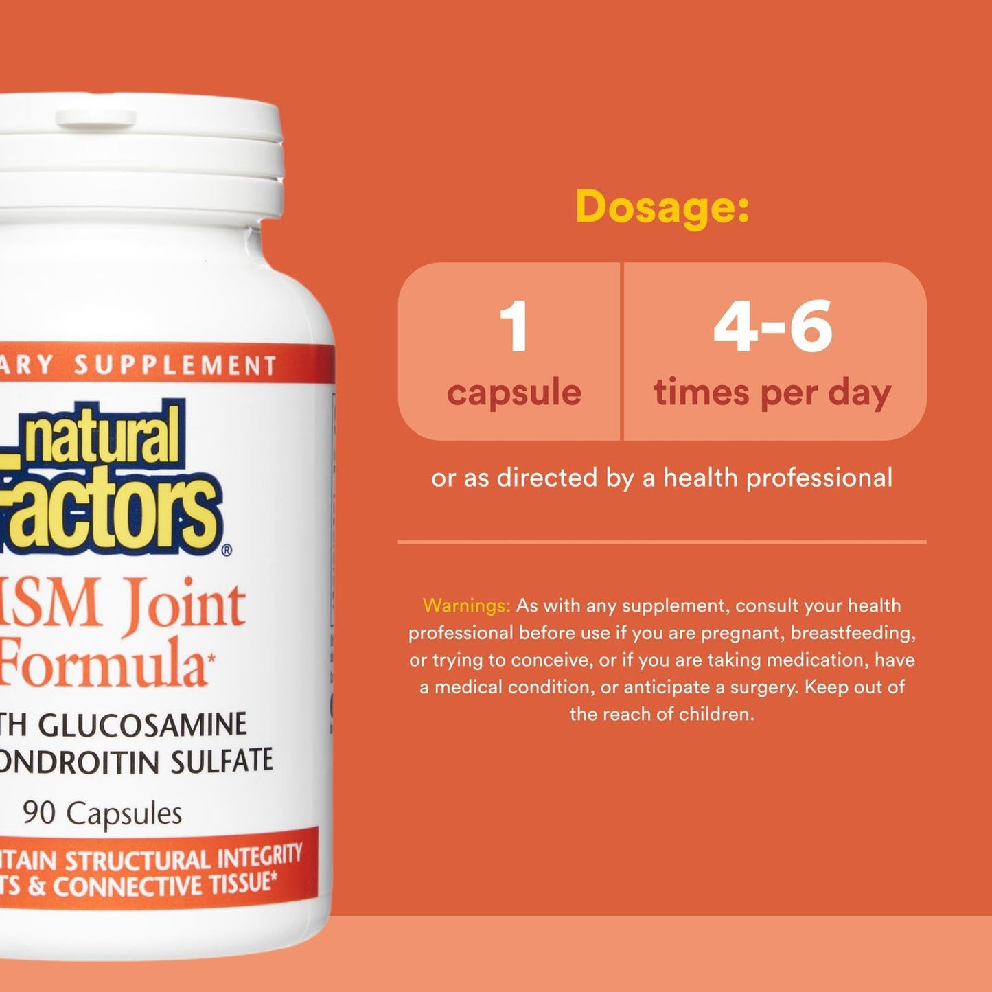 Natural Factors Joint MSM Formula – Supports Joints, Muscles & Cartilage (90 Capsules)