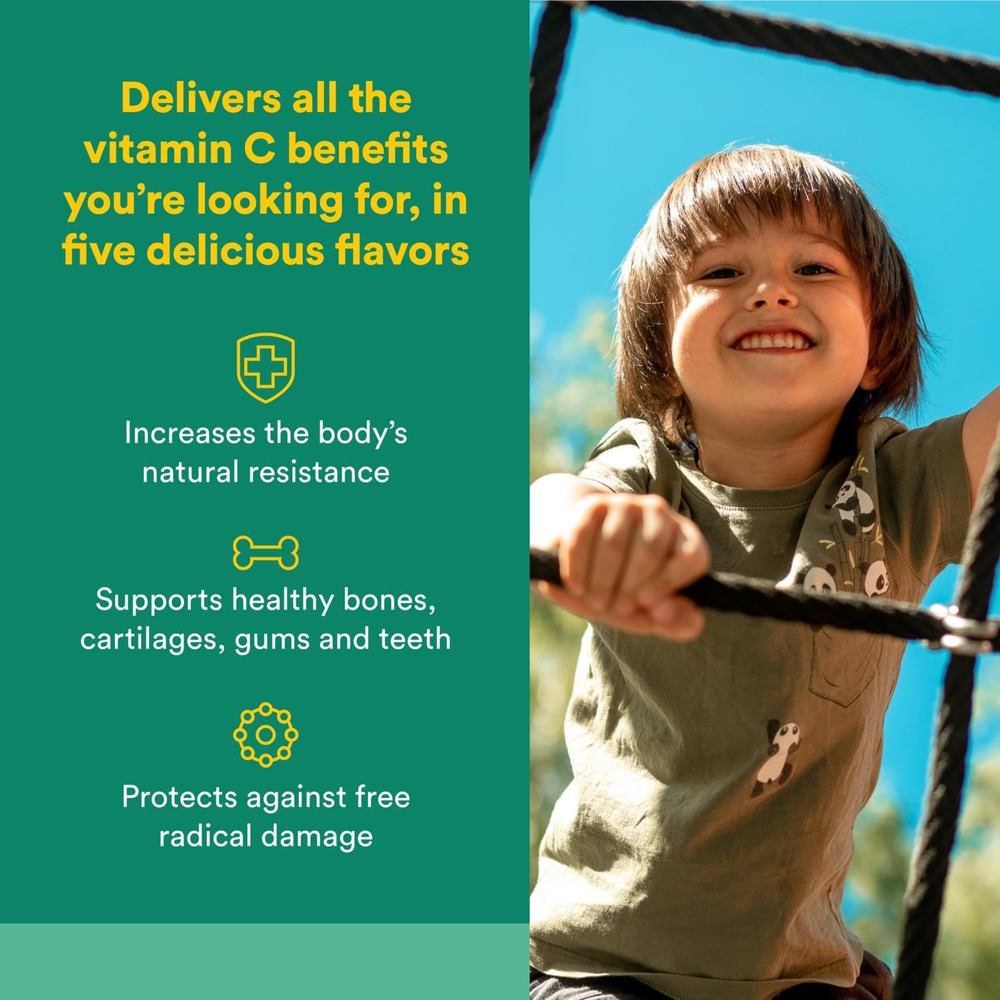 Natural Factors Kids Vitamin C 500 mg – Immune Support, 90 Wafers, Tropical