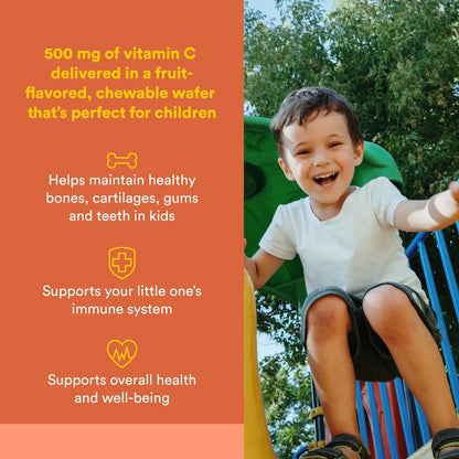 Natural Factors Kids Chewable Vitamin C 500 mg – Immune Support, Tangy Orange (180 Count)