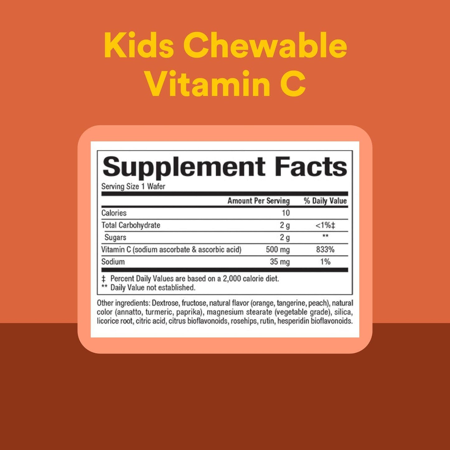 Natural Factors Kids Chewable Vitamin C 500 mg – Immune Support, Tangy Orange (180 Count)