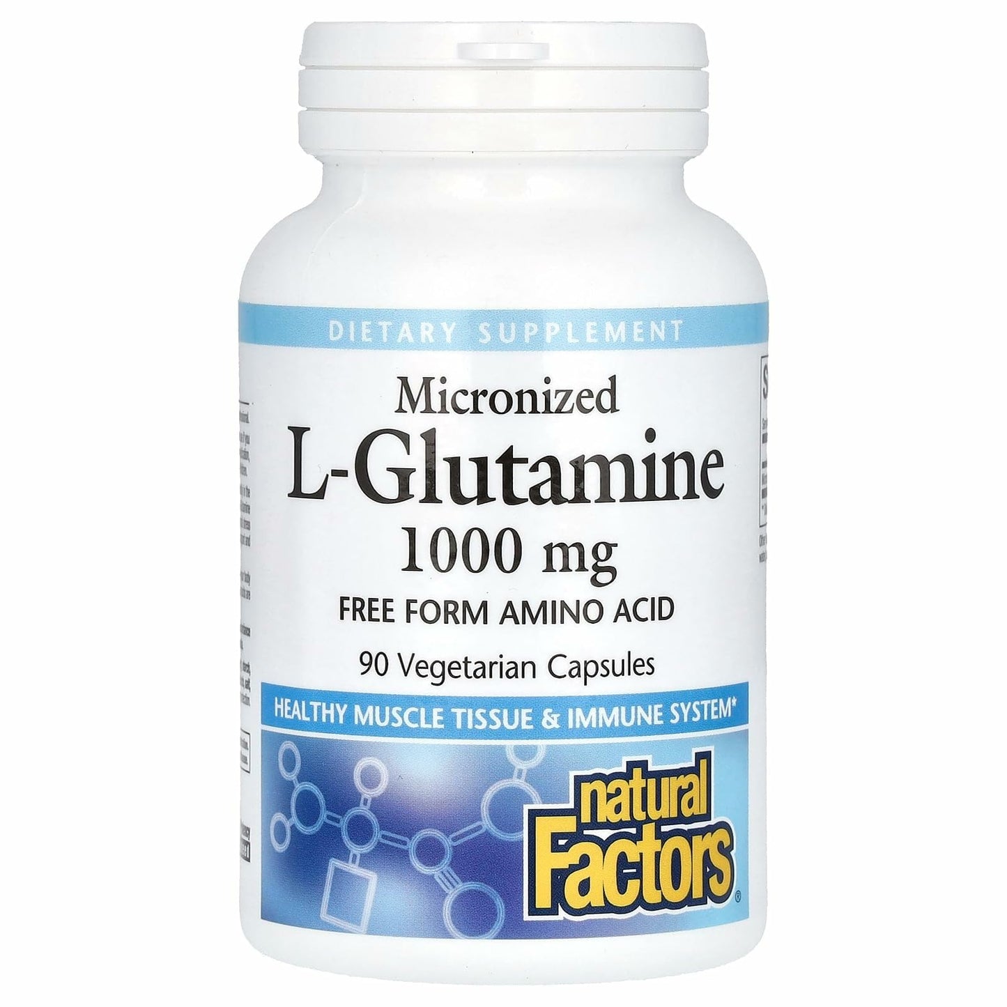 Natural Factors Micronized L-Glutamine 1000mg | 90 Vegetarian Capsules