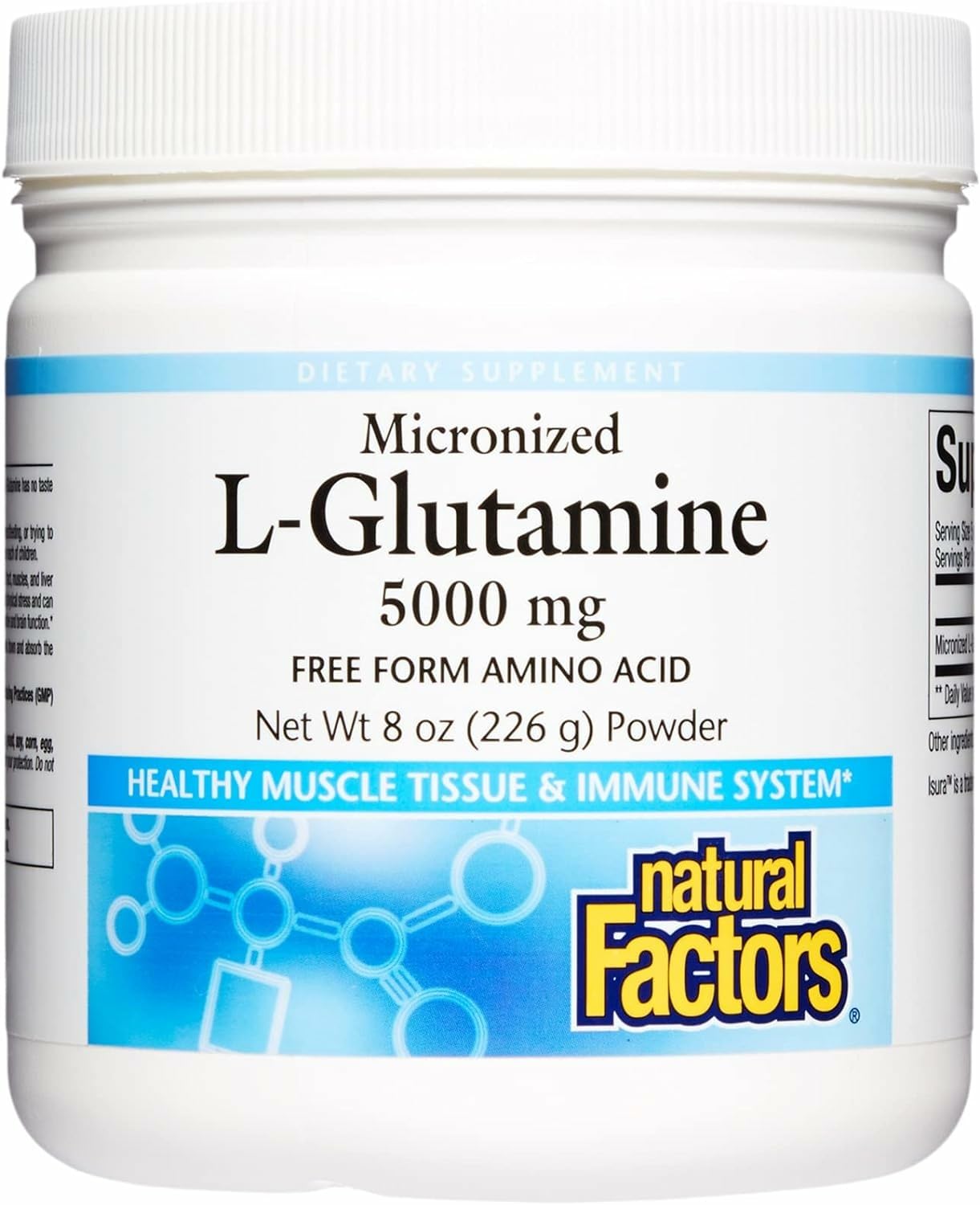 Natural Factors Micronized L-Glutamine Drink Mix 5000 mg – Supports Muscles and Immune Function – 8 oz