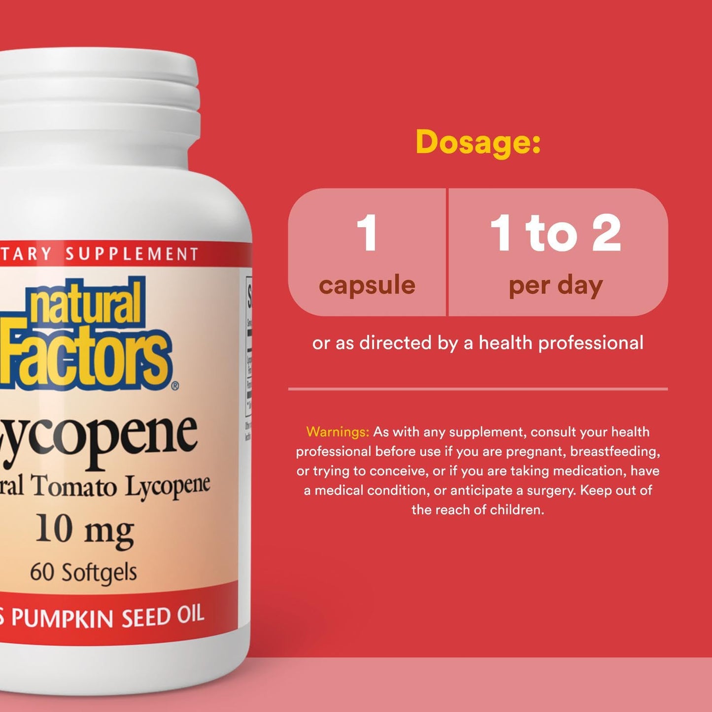 Natural Factors Lycopene 10 mg Softgels – Antioxidant Support (60 Softgels)