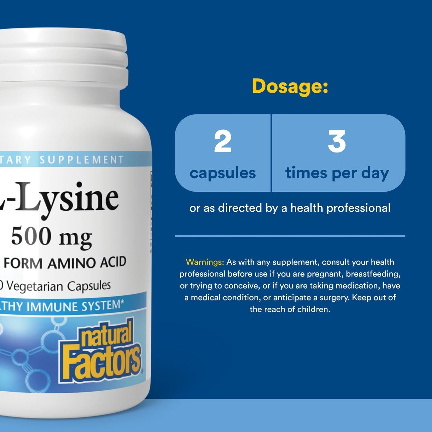 Natural Factors L-Lysine - Immune Support - 90 Vegetarian Capsules