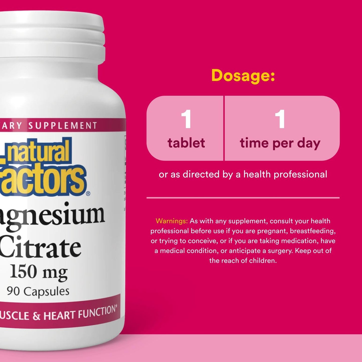 Natural Factors Magnesium Citrate 150 mg | 90 Capsules