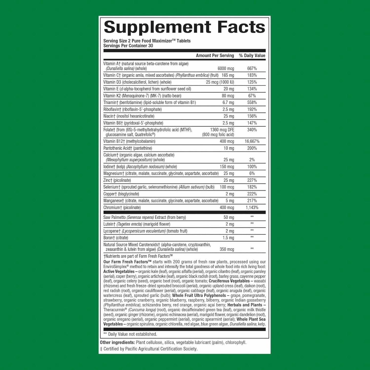Natural Factors Men's 50+ Multivitamin & Mineral – 60 Count (Pack of 1) | ½ lb Veggies Nutrition