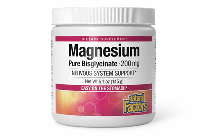 Natural Factors Magnesium Bisglycinate Powder – Whole-Body Health Support | 5.1 oz (50 Servings)