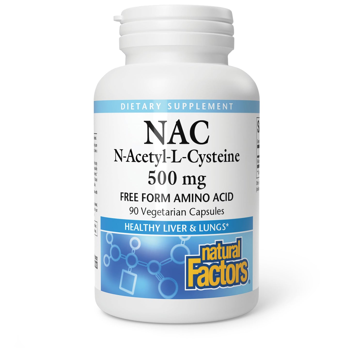 Natural Factors N-Acetyl-L-Cysteine 500 mg – Liver & Lung Support | Immune Health | 90 Veg Capsules