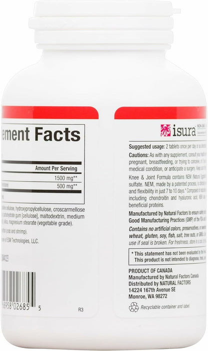 Natural Factors NEM Knee & Joint Formula – Promotes Flexibility & Comfort | 60 Tablets