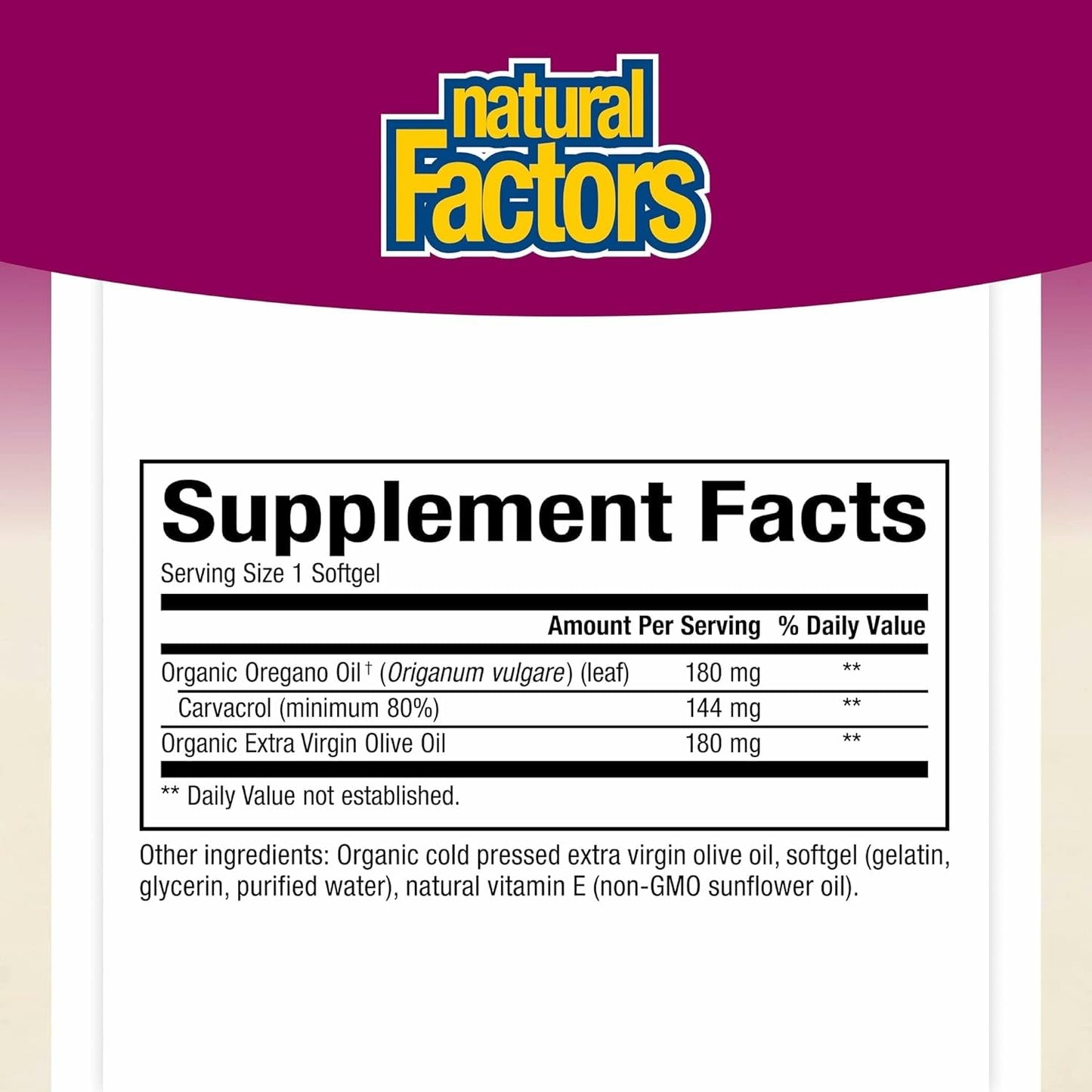 Natural Factors Oil of Oregano - Immune Support, Olive Oil & Vitamin E