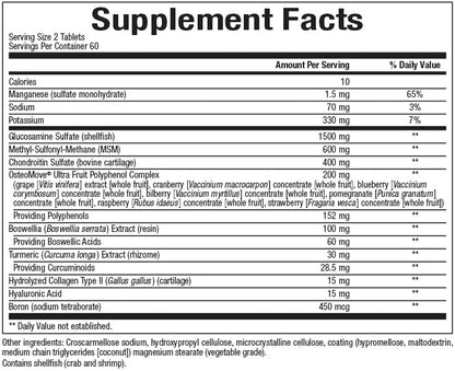 Natural Factors OsteoMove Joint Care – Extra Strength, Non-GMO, 120 Tabs (60 Servings)