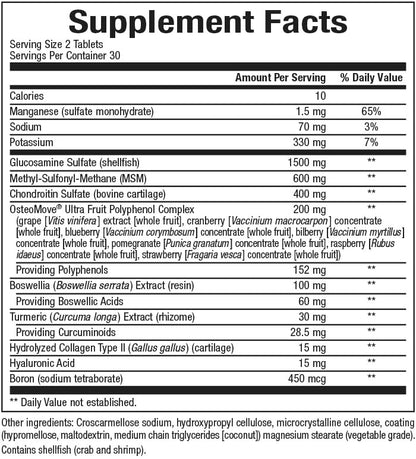Natural Factors OsteoMove Joint Care Extra Strength - Non-GMO, 60 Tablets