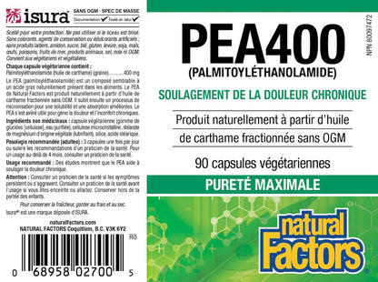 Natural Factors PEA400 - Pure Palmitoylethanolamide for Nerve & Comfort (90 Capsules)