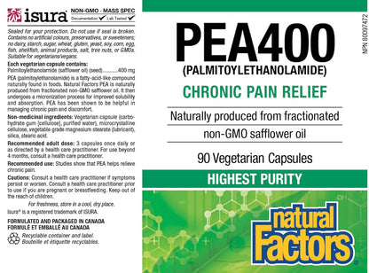Natural Factors PEA400 - Pure Palmitoylethanolamide for Nerve & Comfort (90 Capsules)