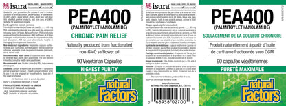 Natural Factors PEA400 - Pure Palmitoylethanolamide for Nerve & Comfort (90 Capsules)