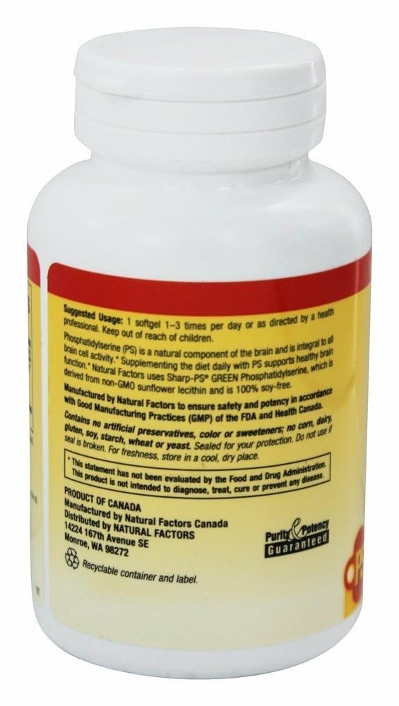 Natural Factors Phosphatidylserine – Memory & Brain Support, Gluten & Soy Free, 60 Softgels