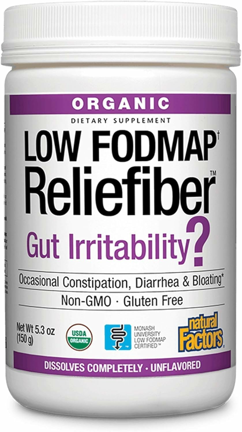 Natural Factors Organic Low FODMAP Reliefiber Powder – Unflavored, 150 g