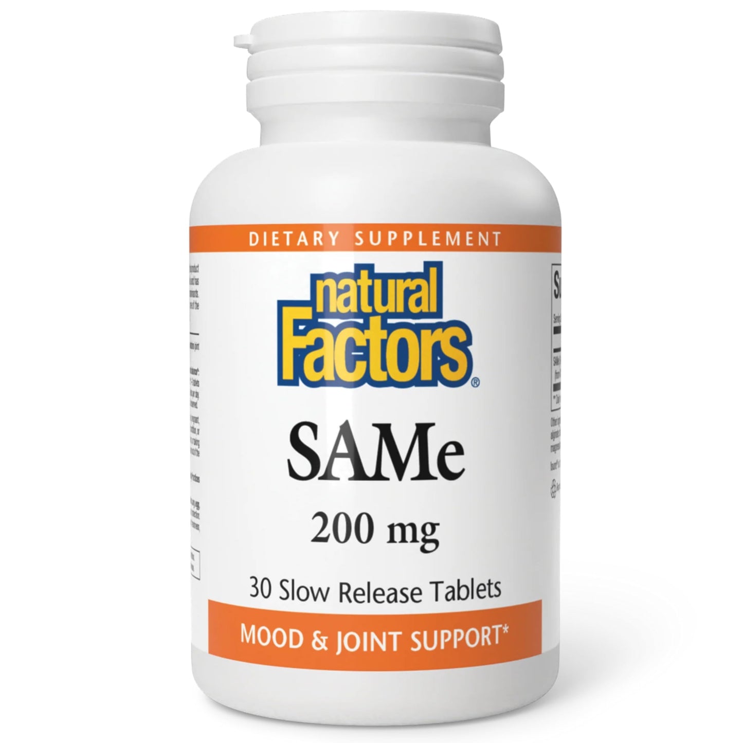 Natural Factors SAMe 200mg - Joint & Mood Support, 30 Enteric Coated Tablets
