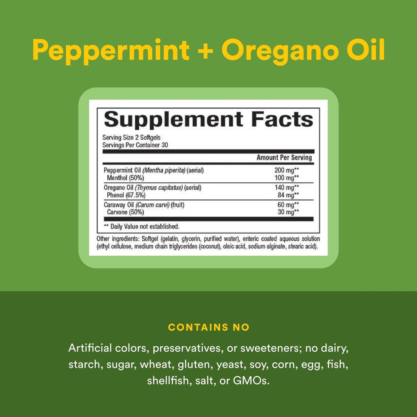 Natural Factors Peppermint & Oregano Oil Complex Digestive Aid – 60 Softgels
