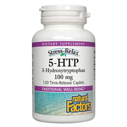 Natural Factors Stress-Relax 5-HTP 100 mg – Pharmaceutical-Grade, Sleep & Emotional Well-Being, 120 Count