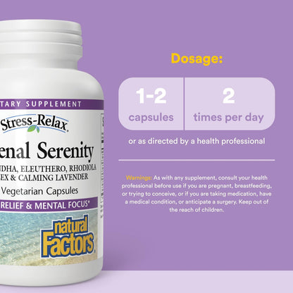 Natural Factors STRESS-RELAX Adrenal Serenity, 60 Capsules – Herbal Stress Support