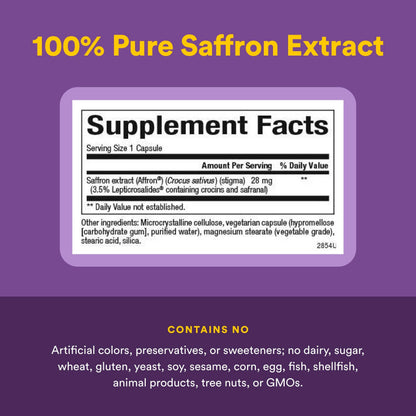 Natural Factors Stress-Relax Affron Saffron Extract 28 mg, 60 Vegetarian Capsules