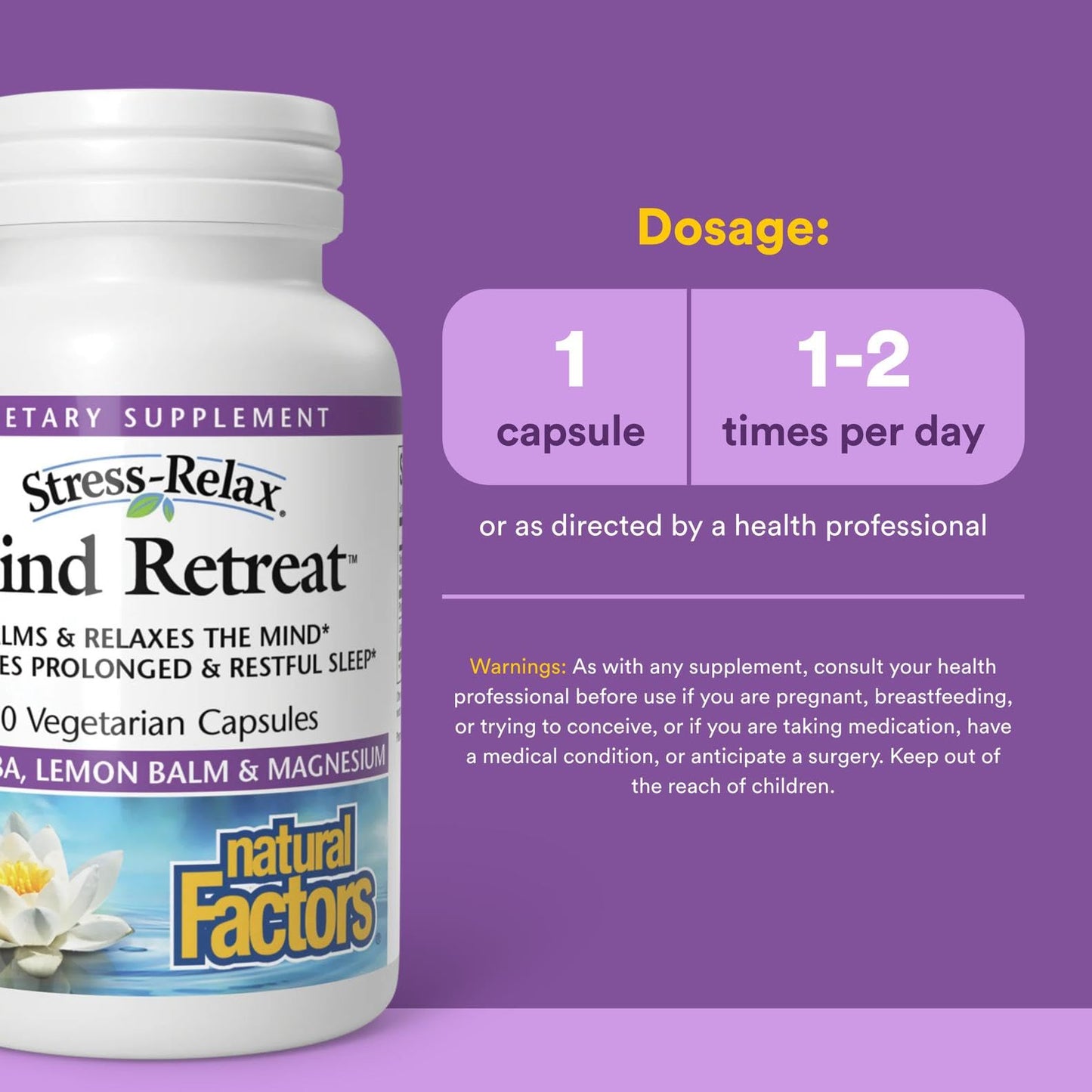 Natural Factors Stress-Relax Mind Retreat – 60 Vegetarian Capsules