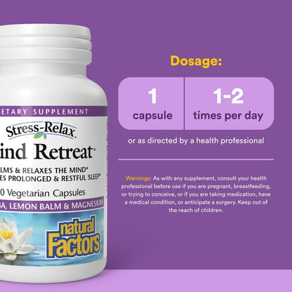 Natural Factors Stress-Relax Mind Retreat – 60 Vegetarian Capsules