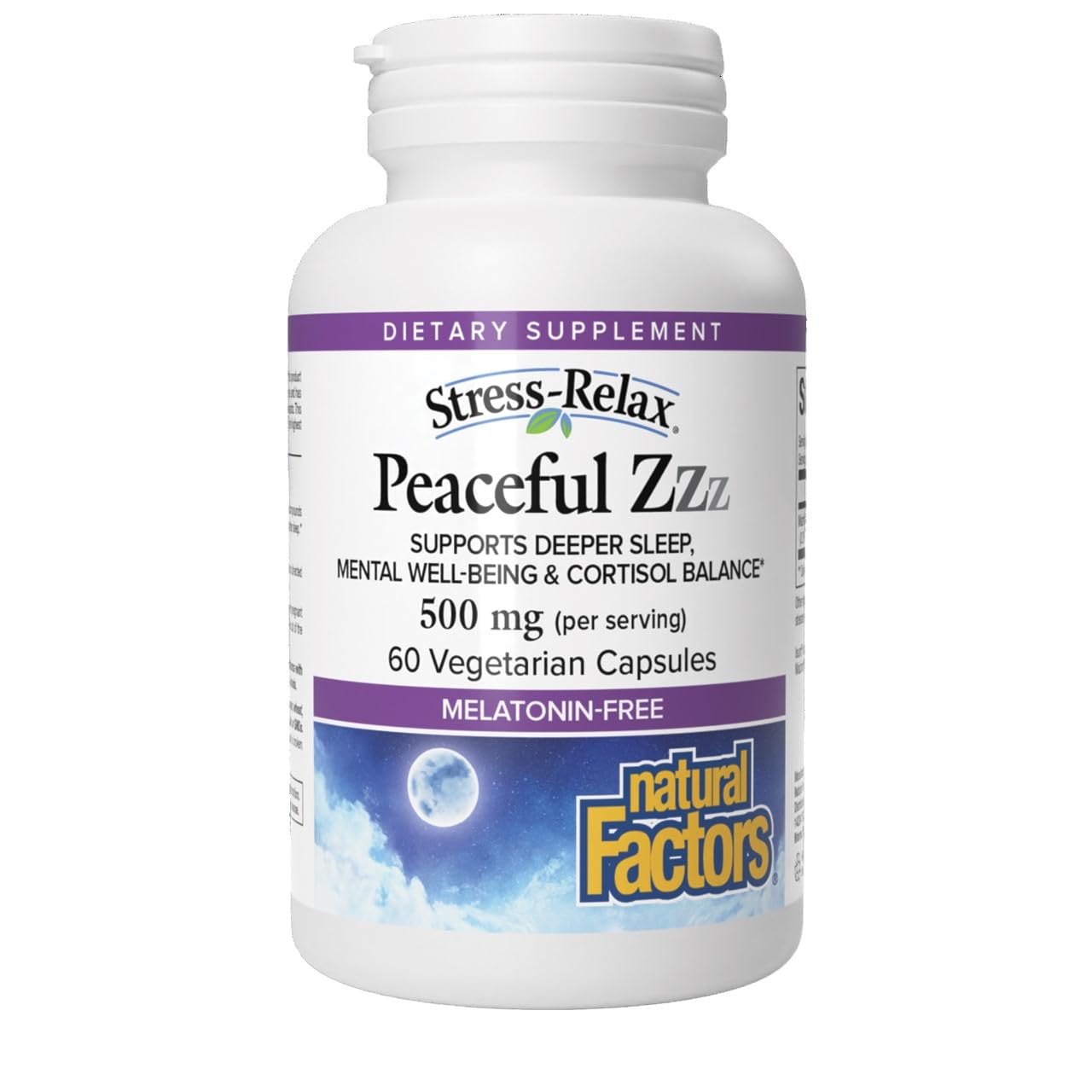 Natural Factors Stress-Relax® Peaceful Sleep, 60 Vegetarian Capsules - Melatonin-Free Plant-Based Sleep Support