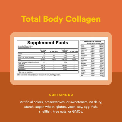 Natural Factors Total Body Collagen Bioactive Peptides Powder – Orange | Skin, Hair & Joint Support